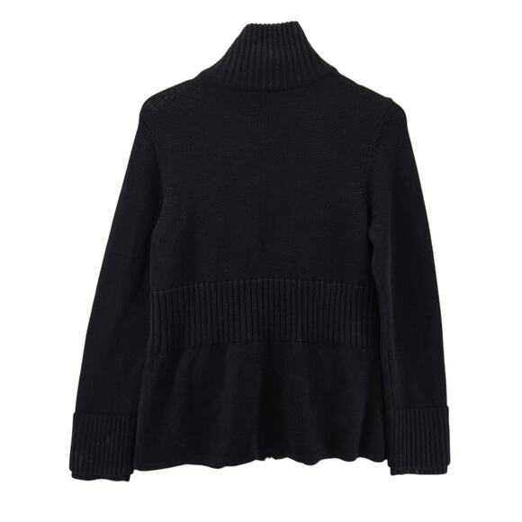 Magaschoni 100% Merino Wool Cardigan Sweater Small Black Gold Silver Tone Zipper - Picture 2 of 8